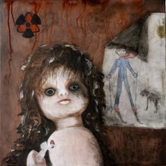 "Dolls of Chernobyl" - akryl på lærred, 50 x 50. (3200,-)