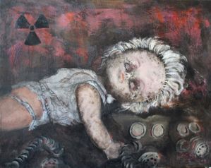"Dolls of Chernobyl" - akryl på lærred, 40 x 50. (3000,-)